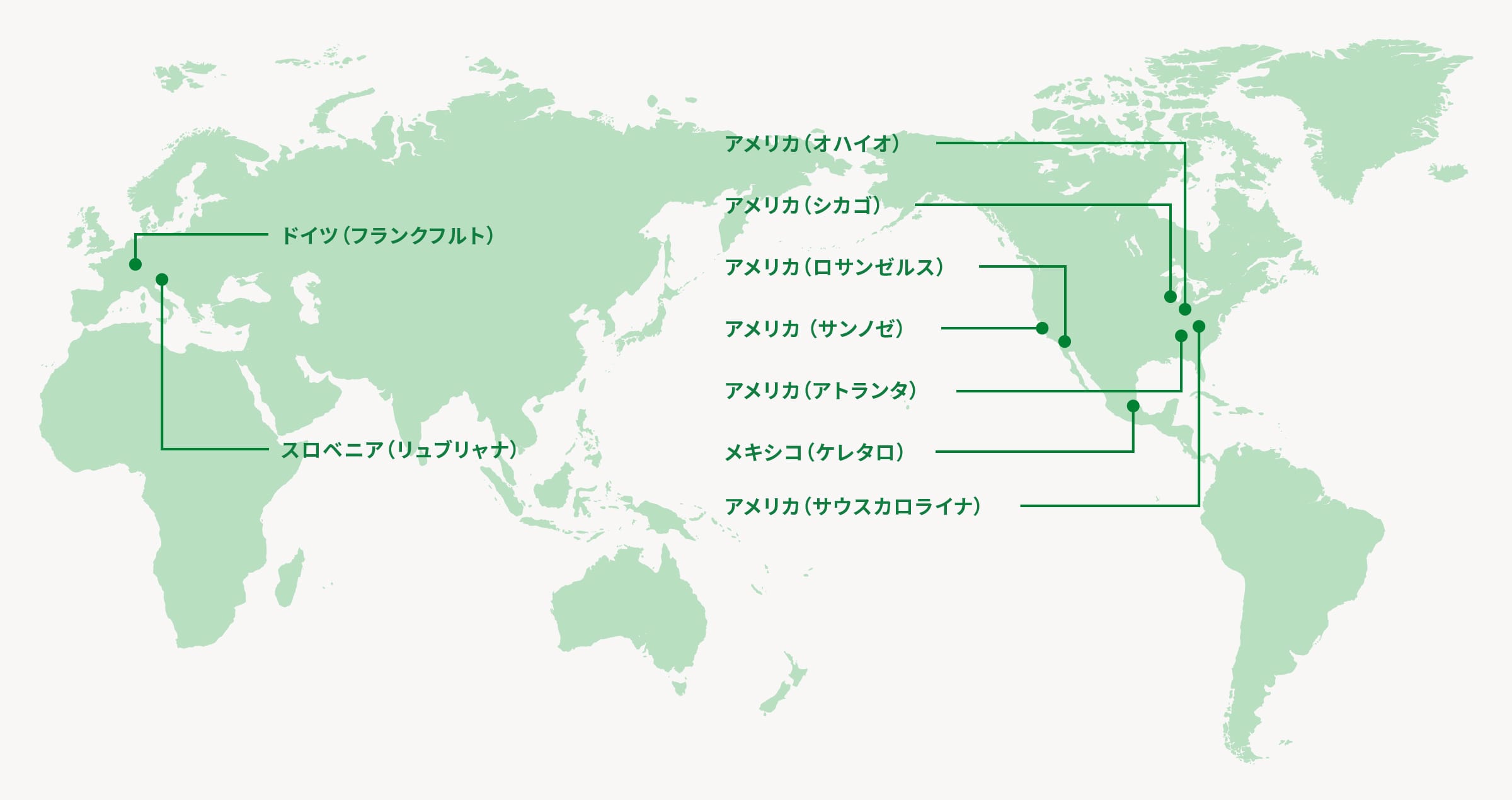 北米・欧州拠点図